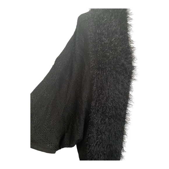 BCBGMAXAZRIA Cardigan Women's Medium Black Open Front‎ Longline Faux Fur NWT - Picture 4 of 6